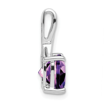 14k White Gold Cushion Amethyst and Real Diamond Pendant