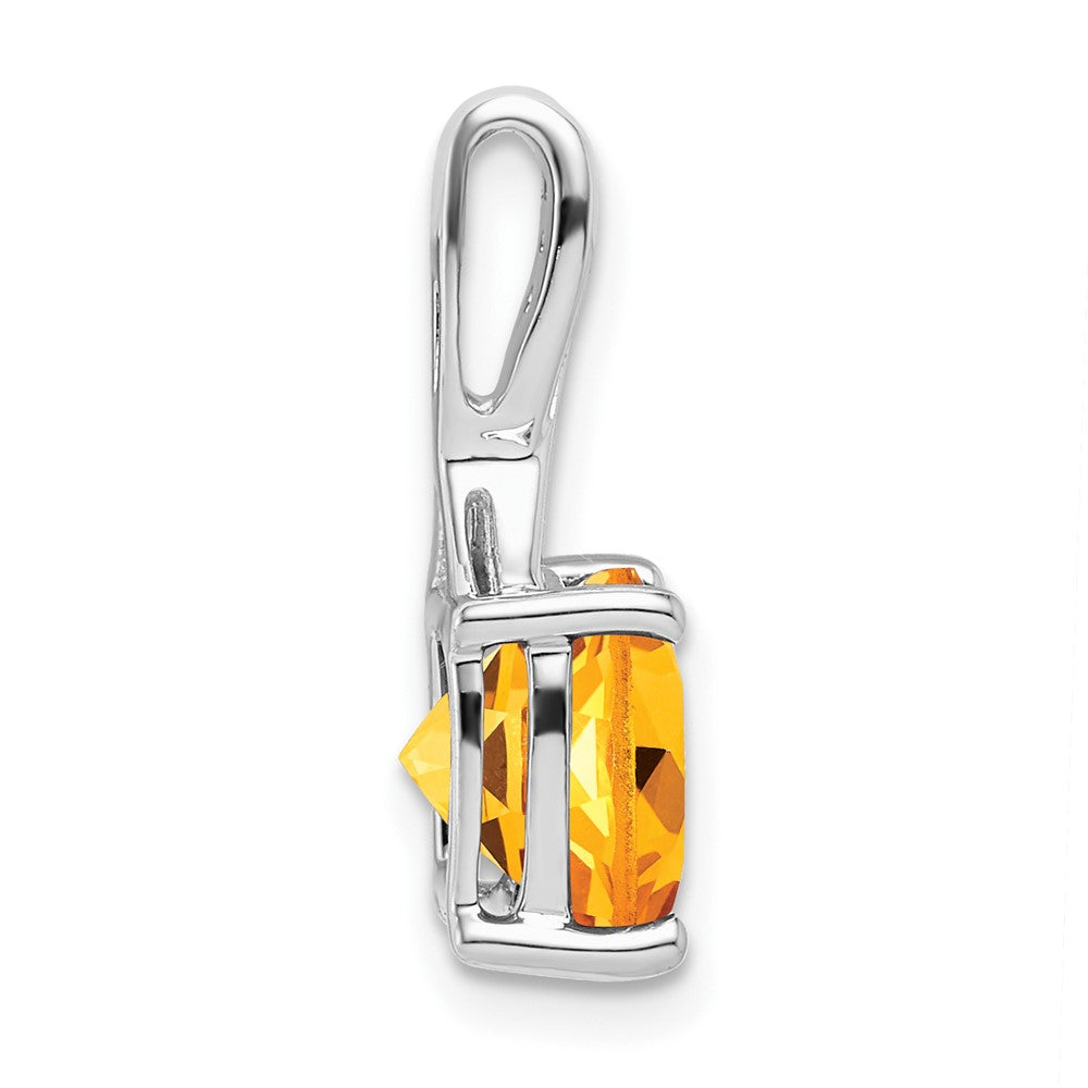 14k White Gold Cushion Citrine and Real Diamond Pendant