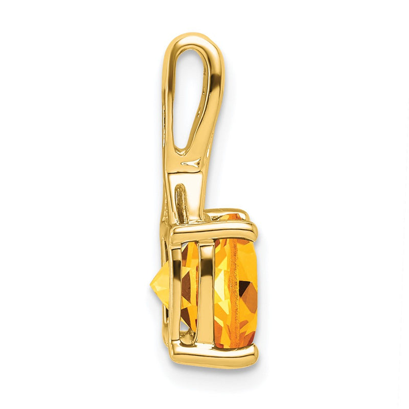 14K Yellow Gold Cushion Citrine and Real Diamond Pendant