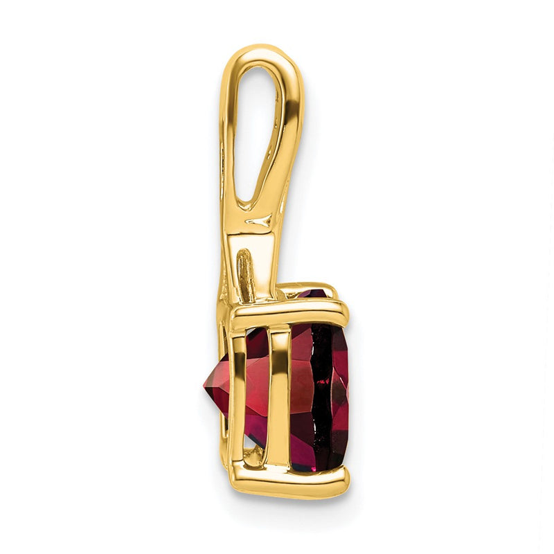 14K Yellow Gold Cushion Garnet and Real Diamond Pendant