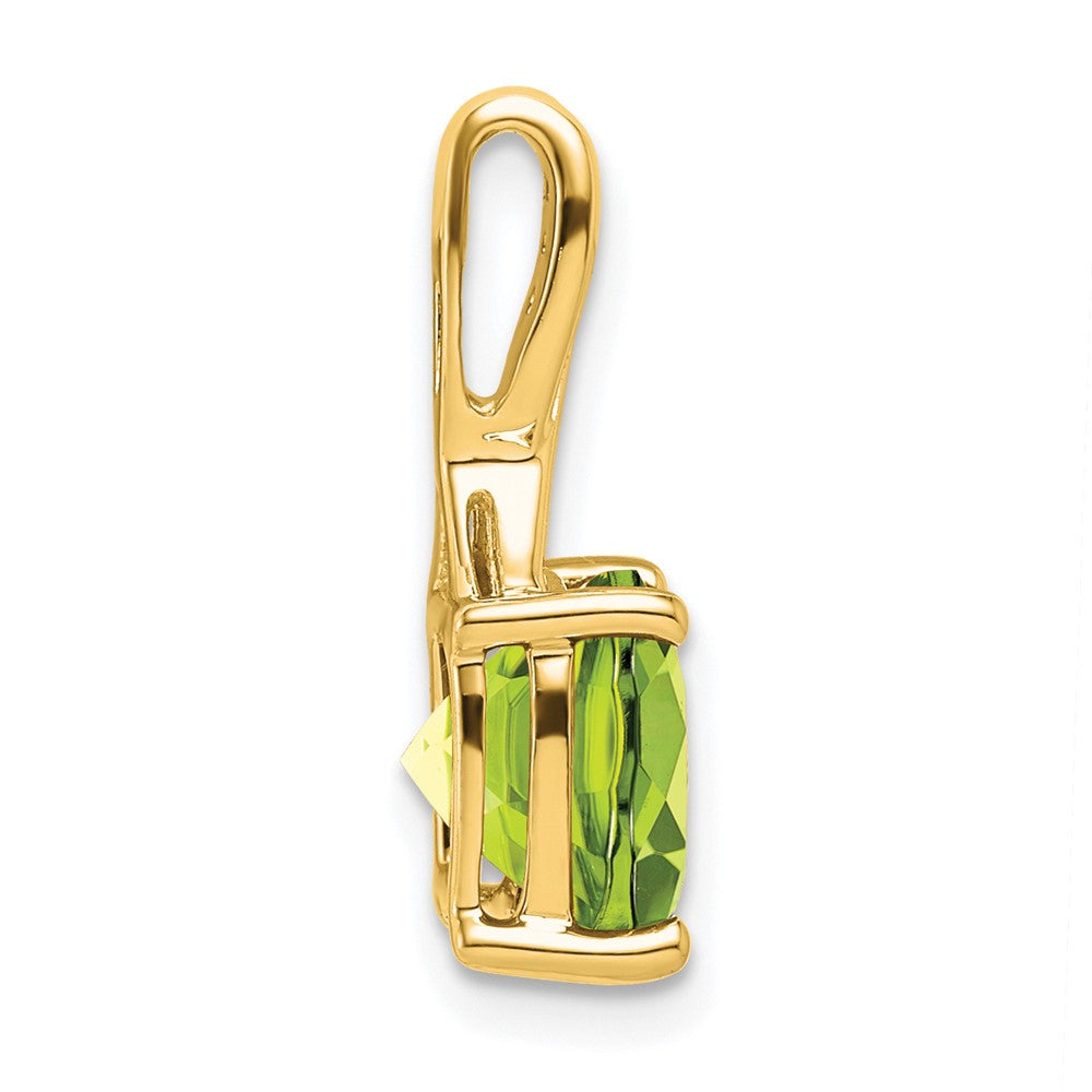 14K Yellow Gold Cushion Peridot and Real Diamond Pendant