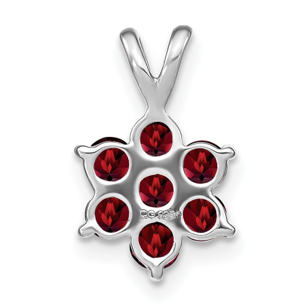 14k White Gold Garnet Floral Pendant