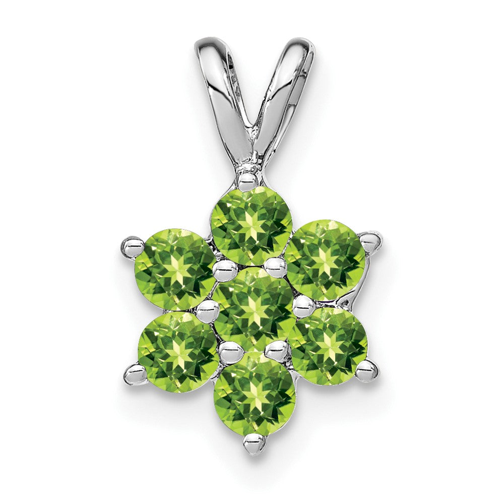 14k White Gold Peridot Floral Pendant