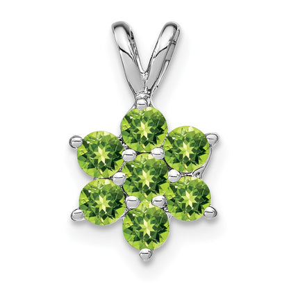 14k White Gold Peridot Floral Pendant