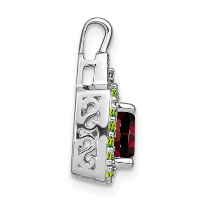 14k White Gold Garnet/Peridot/Real Diamond Pendant