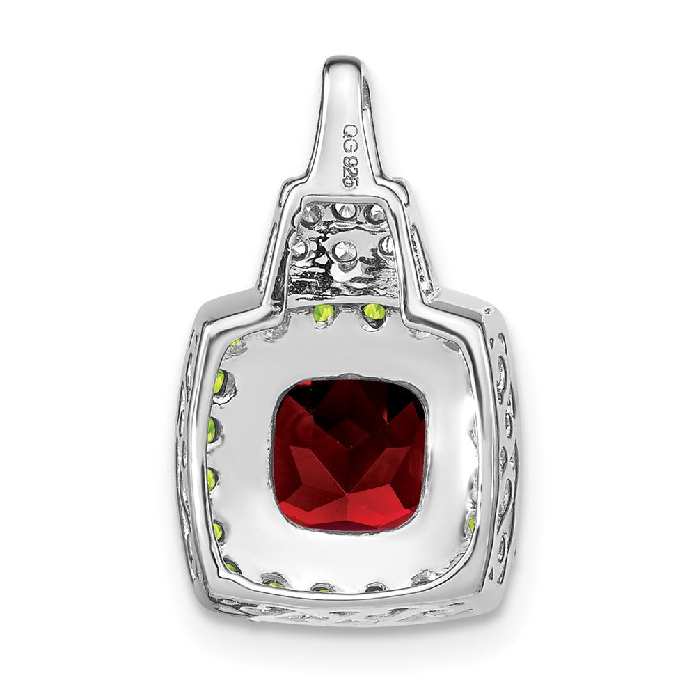 14k White Gold Garnet/Peridot/Real Diamond Pendant