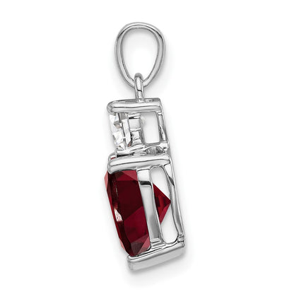 14k White Gold Heart Garnet and Cr. Pink Sapphire Pendant