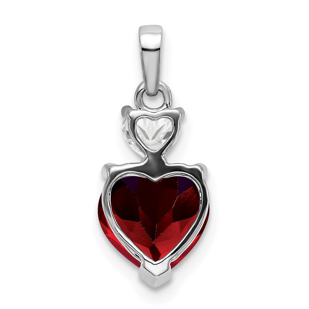 14k White Gold Heart Garnet and Cr. Pink Sapphire Pendant