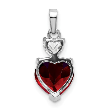 14k White Gold Heart Garnet and Cr. Pink Sapphire Pendant
