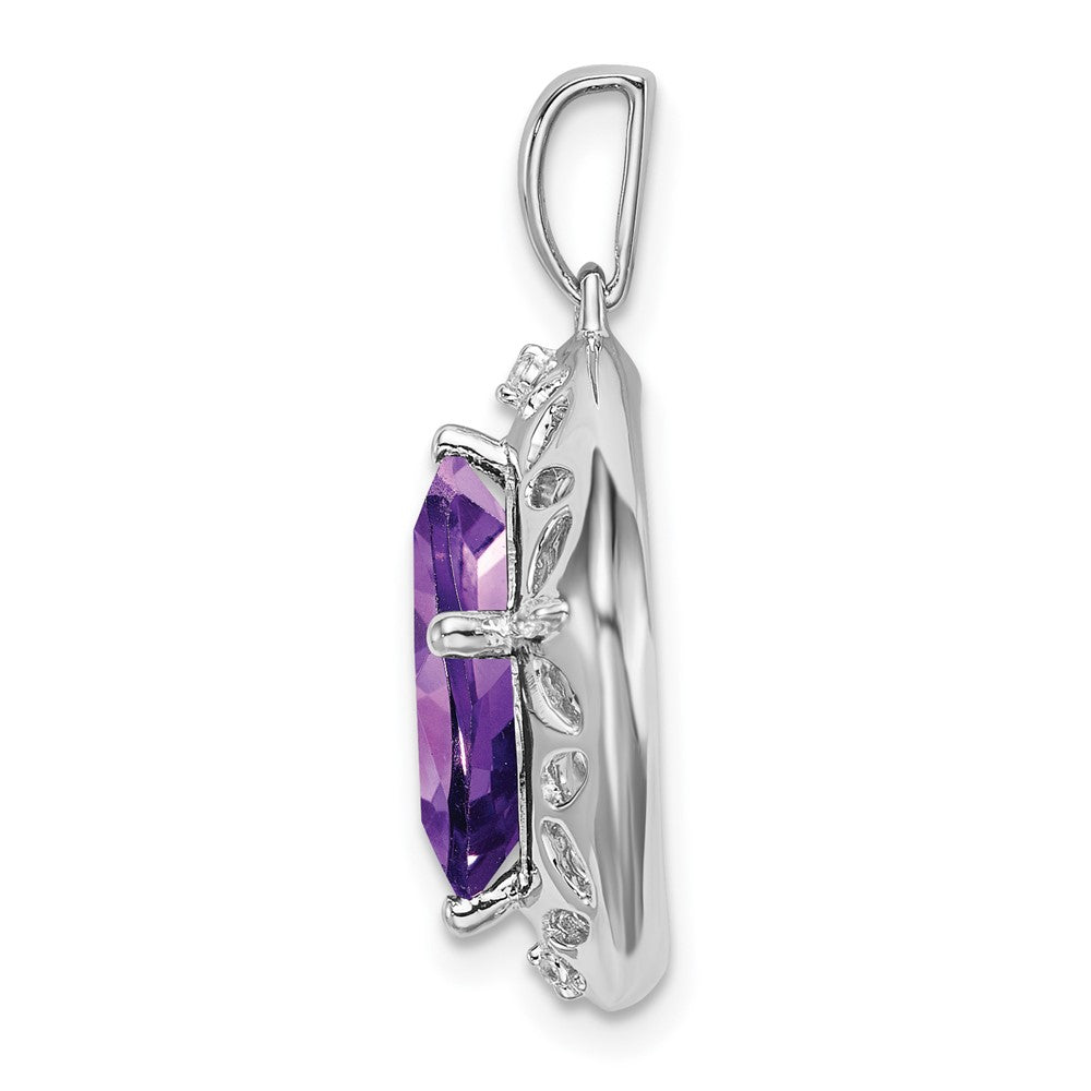 Sterling Silver Amethyst and Real Diamond Pendant