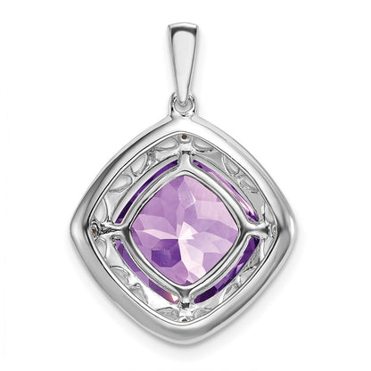 Sterling Silver Amethyst and Real Diamond Pendant