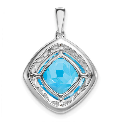 Sterling Silver Blue Topaz and Real Diamond Pendant