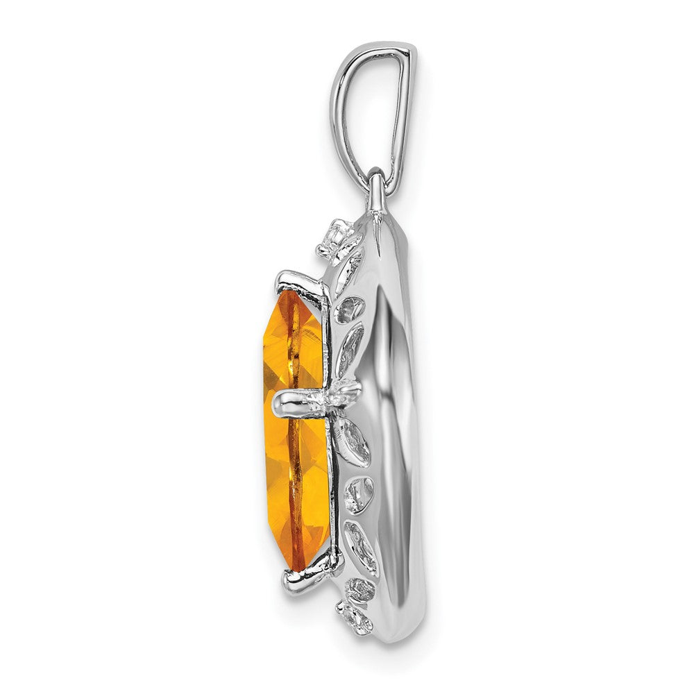 Sterling Silver Citrine and Real Diamond Pendant