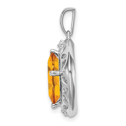 Sterling Silver Citrine and Real Diamond Pendant
