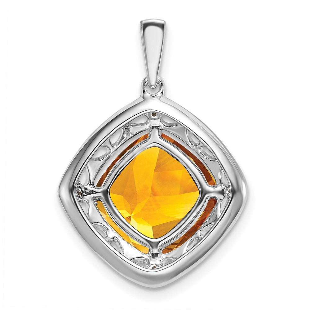 Sterling Silver Citrine and Real Diamond Pendant
