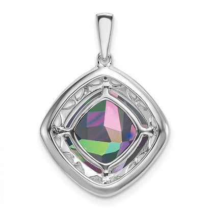 Sterling Silver Mystic Fire Topaz and Real Diamond Pendant