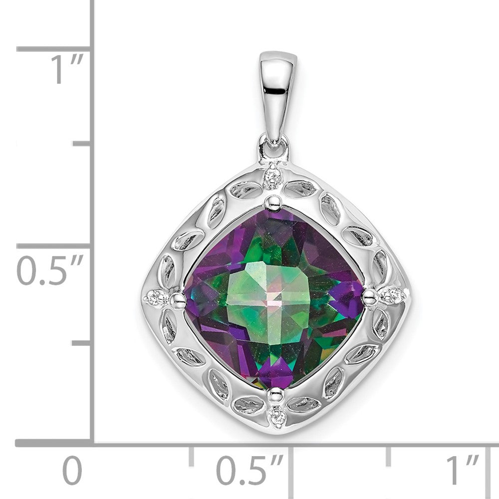 Sterling Silver Mystic Fire Topaz and Real Diamond Pendant