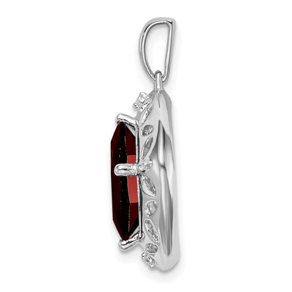 Sterling Silver Garnet and Real Diamond Pendant
