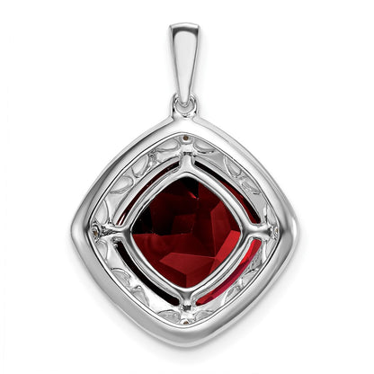 Sterling Silver Garnet and Real Diamond Pendant