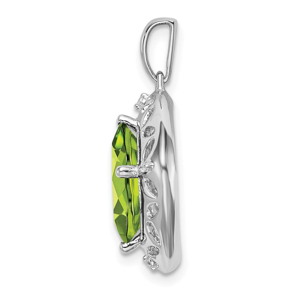 Sterling Silver Peridot and Real Diamond Pendant