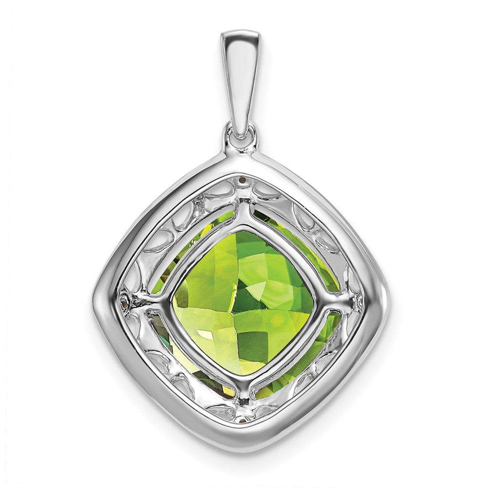 Sterling Silver Peridot and Real Diamond Pendant