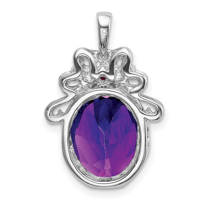 Sterling Silver Amethyst & Ruby&Sapphire Pendant