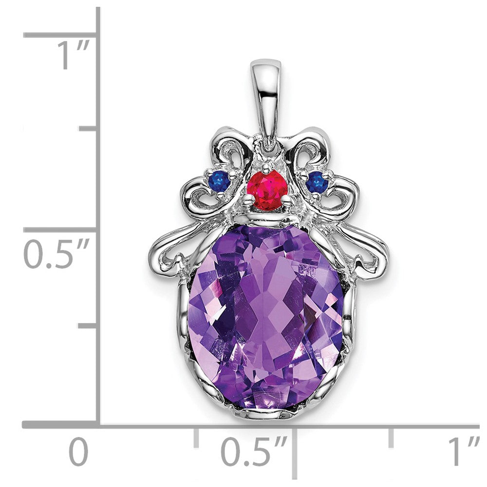 Sterling Silver Amethyst & Ruby&Sapphire Pendant