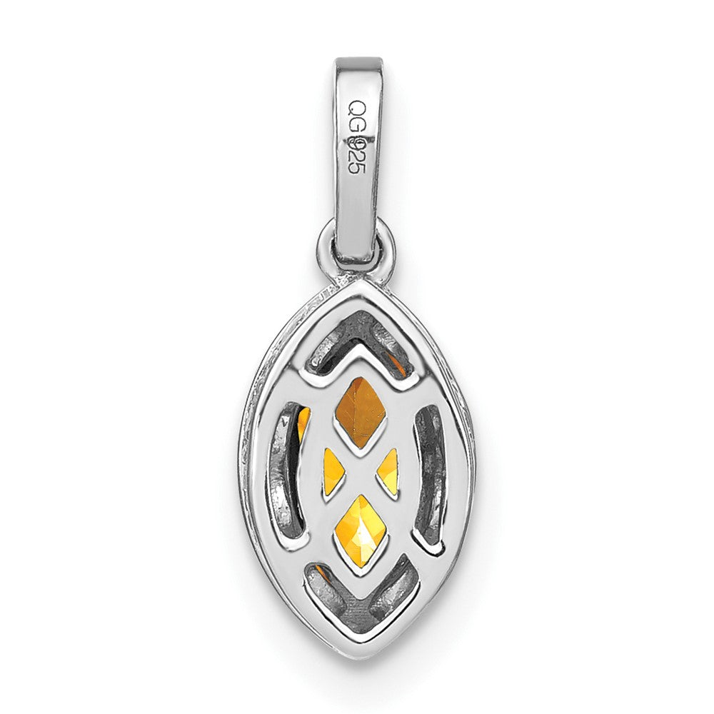 14k White Gold Marquise Citrine and Real Diamond Pendant