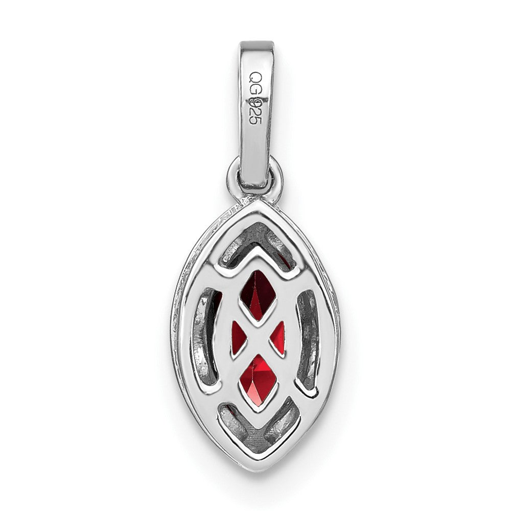 14k White Gold Marquise Garnet and Real Diamond Pendant
