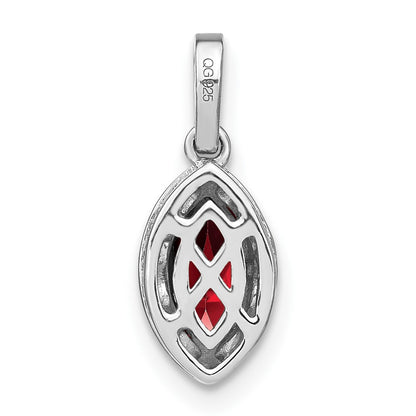 14k White Gold Marquise Garnet and Real Diamond Pendant