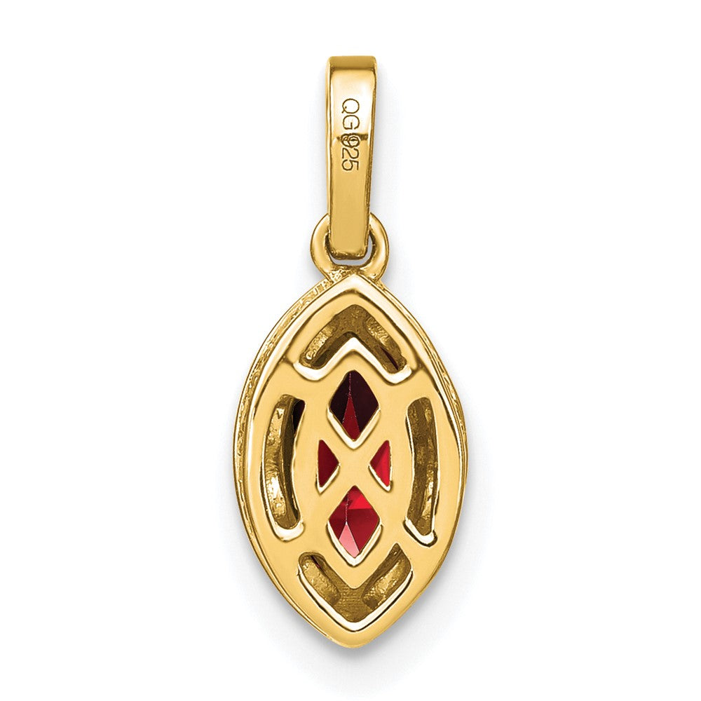 14K Yellow Gold Marquise Garnet and Real Diamond Pendant