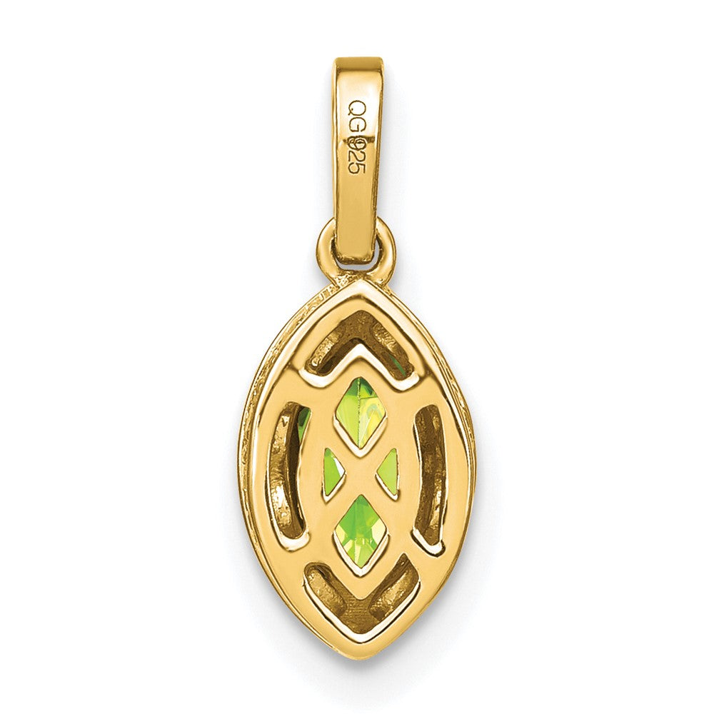 14K Yellow Gold Marquise Peridot and Real Diamond Pendant