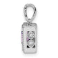 14k White Gold Square Amethyst and Real Diamond Pendant