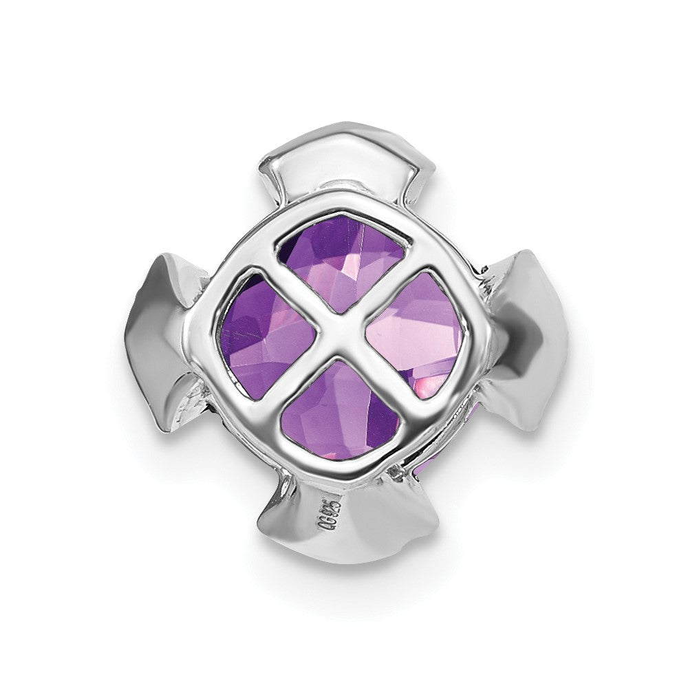 14k White Gold Cushion Amethyst and Real Diamond Chain Slide