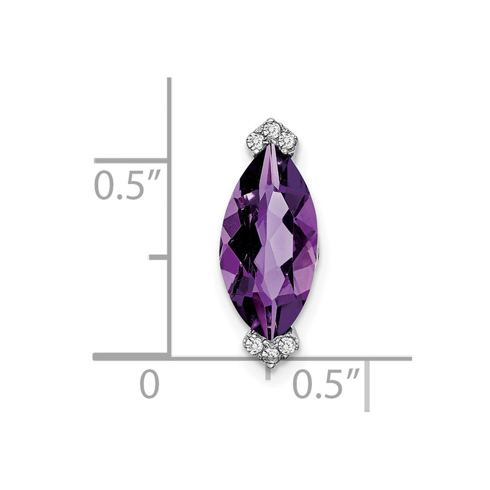 14k White Gold Marquise Amethyst and Real Diamond Chain Slide