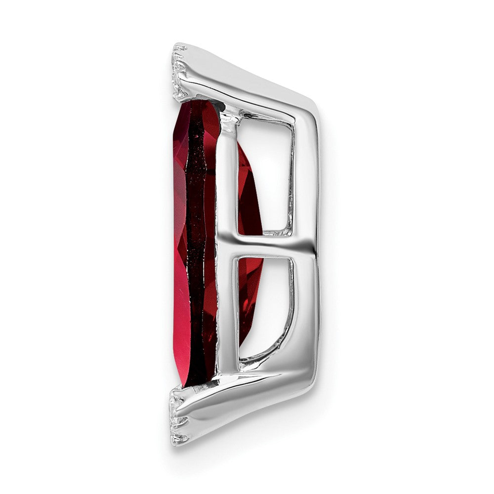 14k White Gold Marquise Garnet and Real Diamond Chain Slide