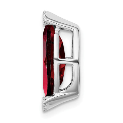 14k White Gold Marquise Garnet and Real Diamond Chain Slide