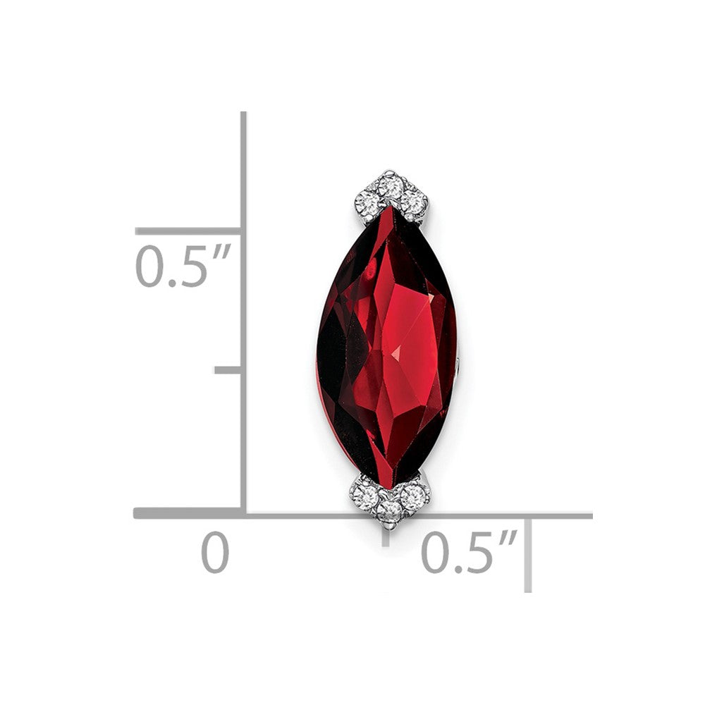14k White Gold Marquise Garnet and Real Diamond Chain Slide
