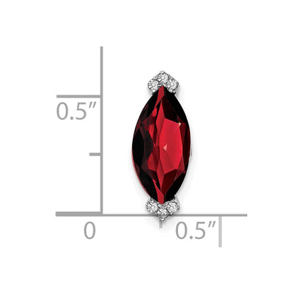 14k White Gold Marquise Garnet and Real Diamond Chain Slide