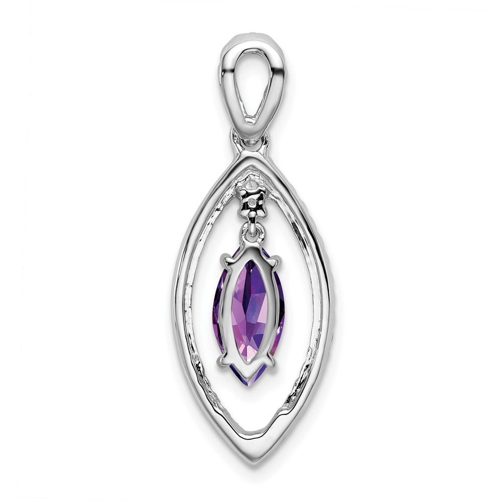 14k White Gold Marquise Amethyst and Real Diamond Chain Slide