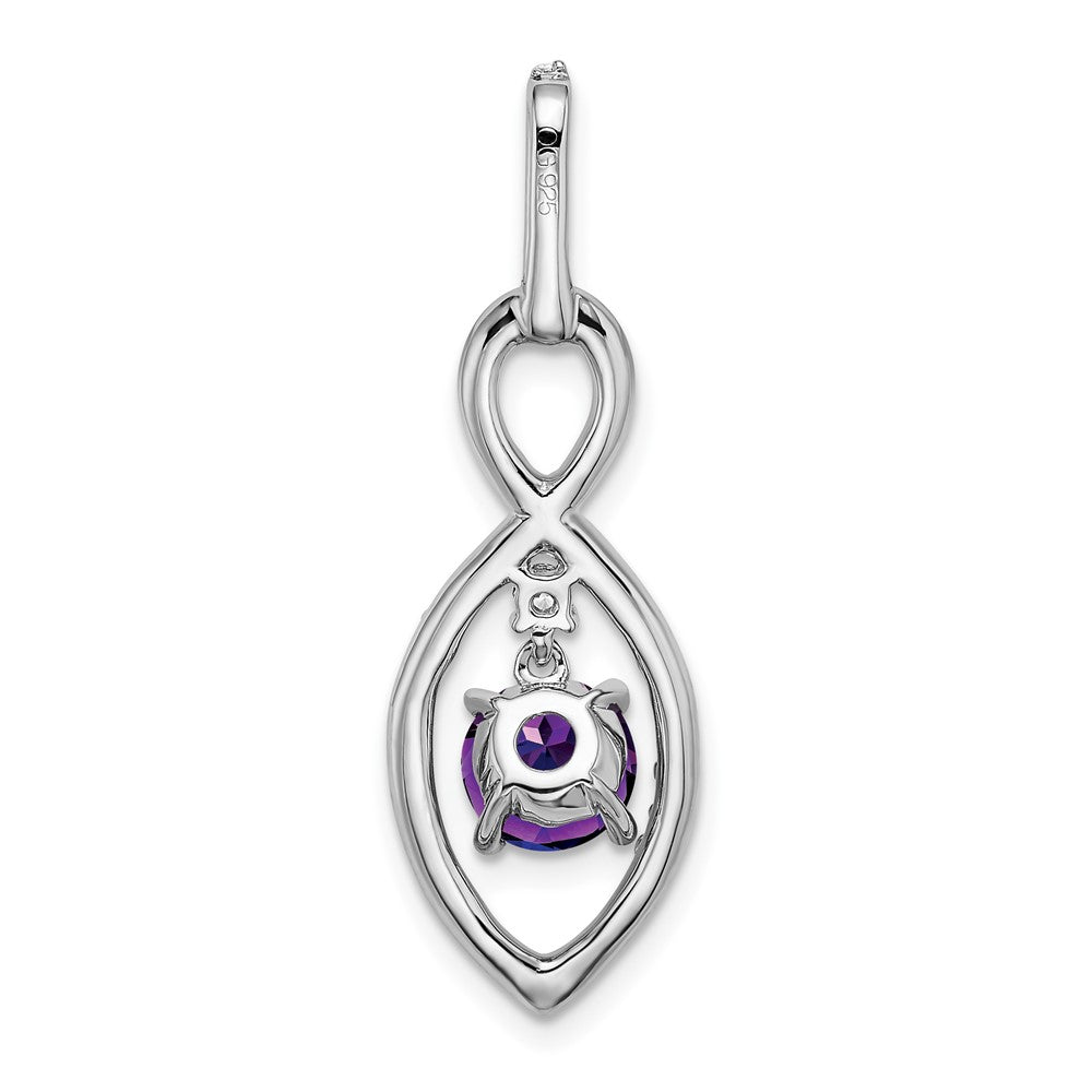 14k White Gold Amethyst and Real Diamond Pendant