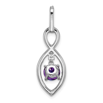 14k White Gold Amethyst and Real Diamond Pendant