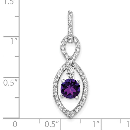 14k White Gold Amethyst and Real Diamond Pendant