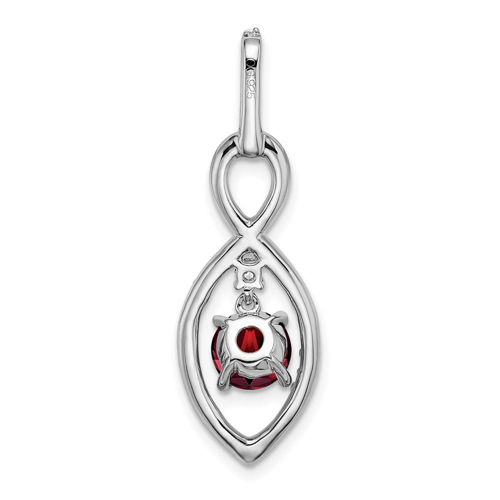 14k White Gold Garnet and Real Diamond Pendant