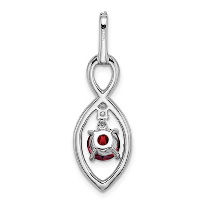 14k White Gold Garnet and Real Diamond Pendant
