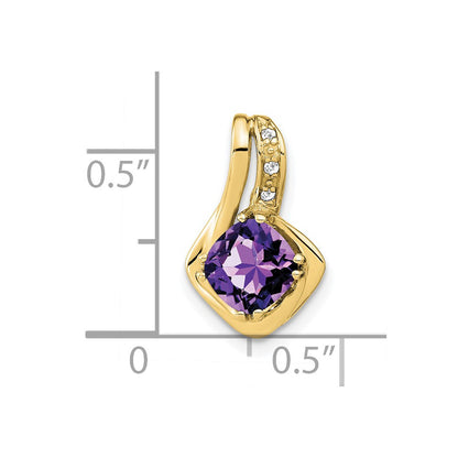 10K Yellow Gold Amethyst and Real Diamond Pendant