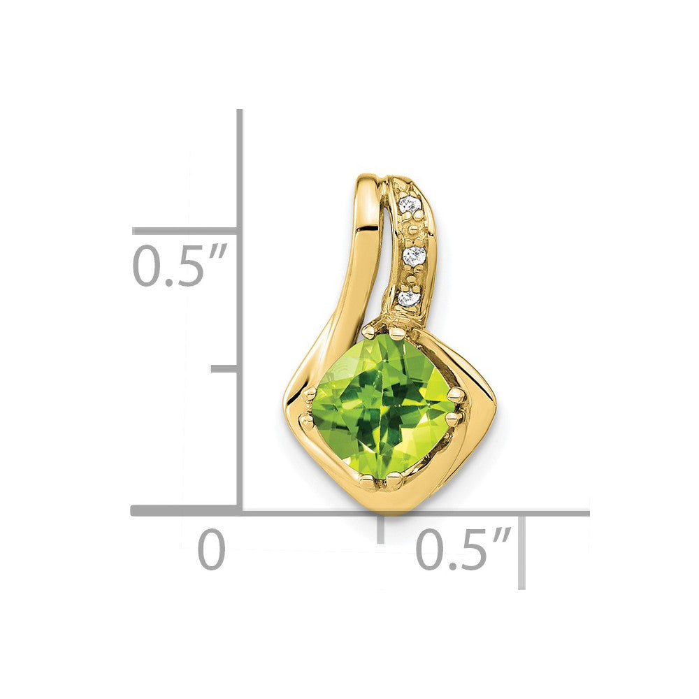 10K Yellow Gold Peridot and Real Diamond Pendant