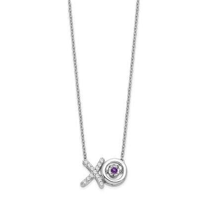 14k White Gold Amethyst/Real Diamond X and O Necklace