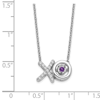 14k White Gold Amethyst/Real Diamond X and O Necklace