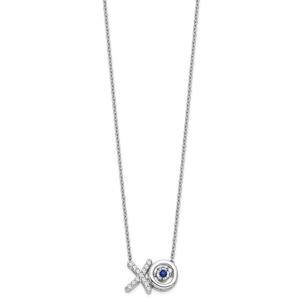 14k White Gold Sapphire/Real Diamond X and O Necklace